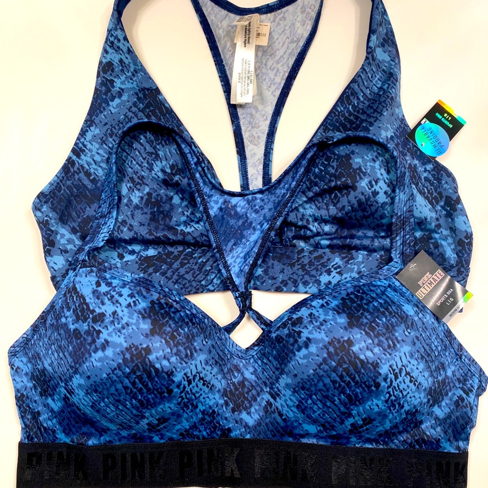 2 NWT L PINK Ultimate Twist Front Sports Bras